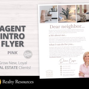 Real Estate Flyer Template, Agent Introduction, Agent Marketing, Neighbourhood Farming, Realtor Marketing Flyer, Branding, Editable Canva