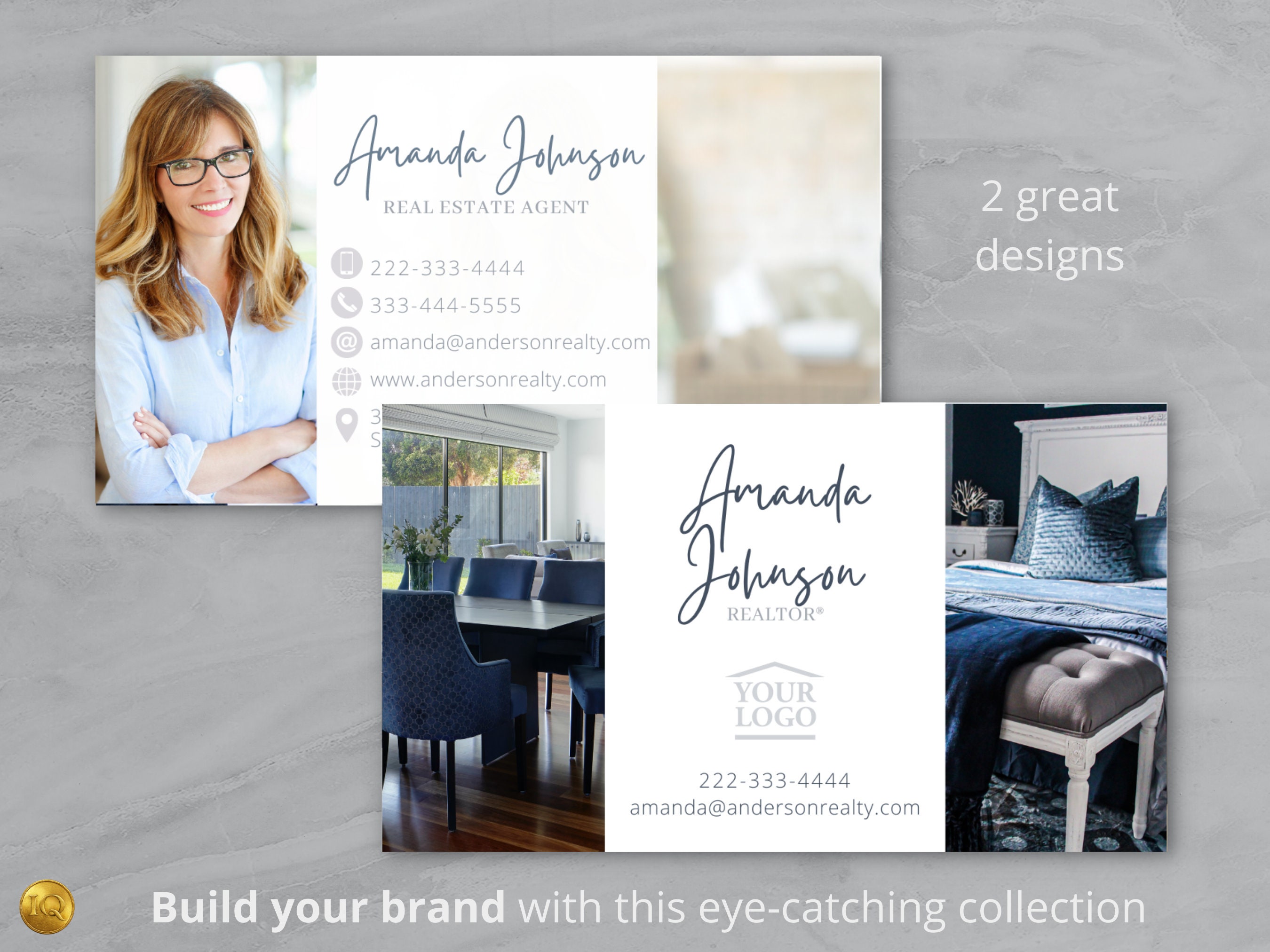 Real Estate Business Cards Template Set of 2 Double-sided - Etsy