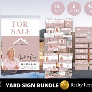 Real Estate Yard Sign Bundle, Real Estate Signs, Realtor Signs, For Sale Yard Sign, Open House Sign, Sold Sign, Sign Riders, Canva Template
