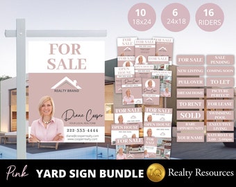 Real Estate Yard Sign Bundle, Real Estate Signs, Realtor Signs, For Sale Yard Sign, Open House Sign, Sold Sign, Sign Riders, Canva Template