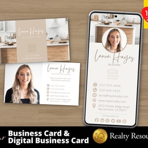 Modèle de carte de visite immobilière et carte de visite numérique, marketing immobilier, marketing de l'agent immobilier, modèles Canva modifiables