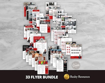 Real Estate Flyer Template BUNDLE, 33 Just Listed, Open House, Agent Intro, FSBO, Expired, Market Update, Realtor Marketing, Canva Templates