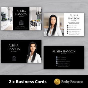 Real Estate Business Card Templates, Double-Sided, Editable Canva Templates, Canva, Realty Marketing, Business Branding, Digital Download image 1
