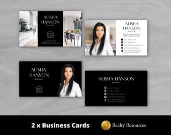 Real Estate Business Card Templates, Double-Sided,  Editable Canva Templates, Canva, Realty Marketing, Business Branding, Digital Download