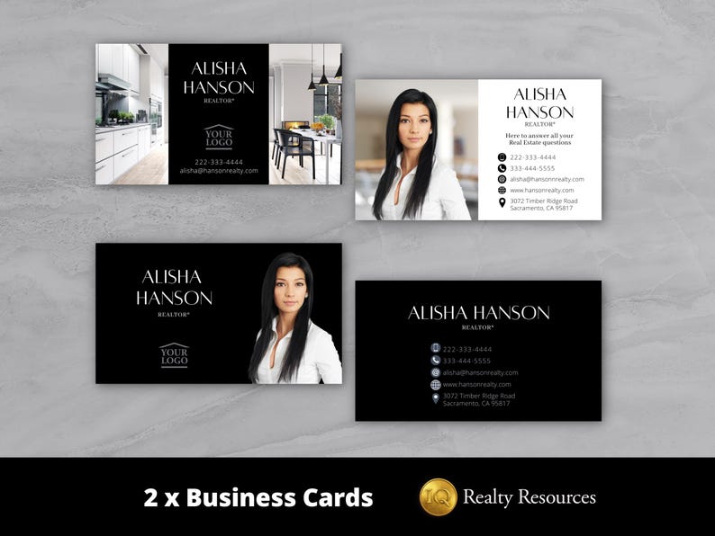 Real Estate Business Card Templates, Double-Sided, Editable Canva Templates, Canva, Realty Marketing, Business Branding, Digital Download image 1