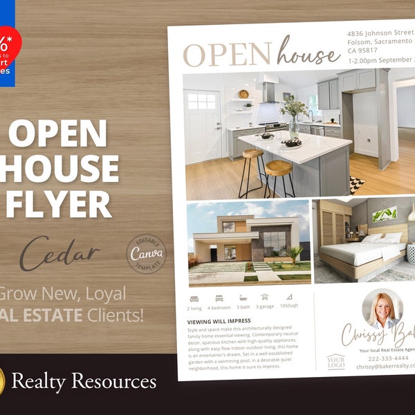Real Estate Flyer Template, Open House Flyer, Just Listed, For Sale Flyer, Listing Flyer, Real Estate Marketing, Realtor, Canva Templates