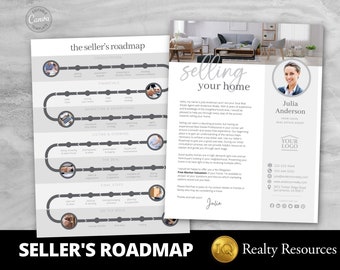 Real Estate Seller's Roadmap Flyer Template, Agent Introduction, Home Seller, Neighbourhood Farming, Realtor Marketing Flyer, Editable Canva