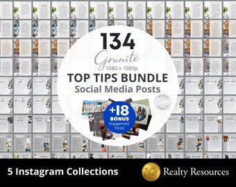 Social Media Templates Bundle, Top Tips, Buyer Seller Tips, Maintenance Tips, Moving, Staging, Instagram Templates, Real Estate Market Canva