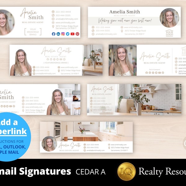 Email Signature Template Bundle, 7 Signature Templates, Real Estate Marketing, Gmail, Modern Realtor Canva Templates, Digital Download
