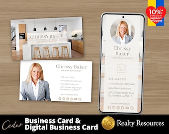 Real Estate Business Card Template and Digital Business Card, Real Estate Marketing, Realtor Marketing, Editable Canva Templates