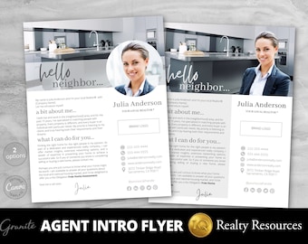 Flyer Template, Real Estate Flyer, Realtor Introduction Letter, Prospecting Letter Real Estate Marketing, Neighborhood Flyer Canva Templates