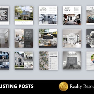 Social Media Templates, 57 Instagram Templates, Listings, Real Estate Marketing, Realtor Business Marketing Canva Templates Digital Download