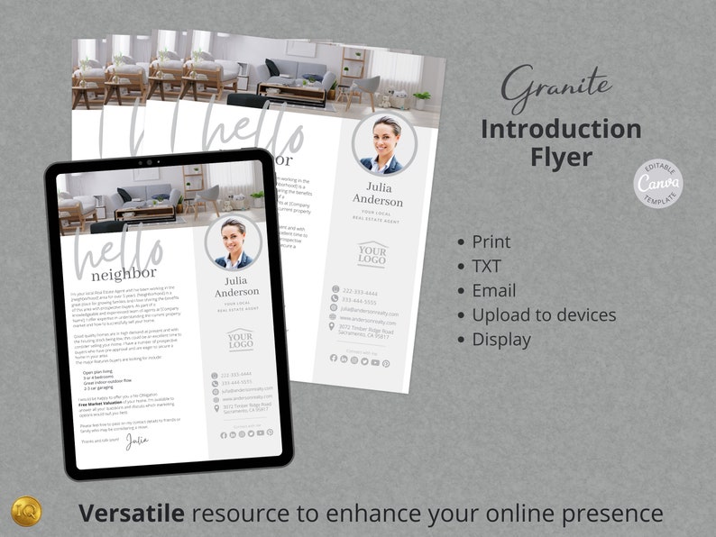 Real Estate Flyer Template, Hello Neighbor Realtor Introduction Flyer, Letter, Neighborhood Farming, Realtor Marketing, Canva Template image 4