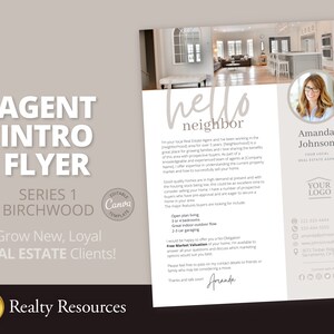 Real Estate Flyer Template, Agent Introduction, Agent Marketing, Neighbourhood Farming, Realtor Marketing Flyer, Branding, Editable Canva