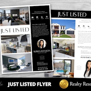 Just Listed Flyer, Real Estate Flyer Template,  Home Seller, Buyer Neighbourhood Farming, Realtor Marketing Flyer, Branding, Editable Canva