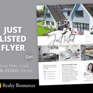 Real Estate Flyer Template, Just Listed Flyer, Home Seller, Buyer Neighbourhood Farming, Realtor Marketing Flyer, Branding, Editable Canva