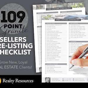 Real Estate Pre-Listing Checklist for Home Sellers, Real Estate Marketing, Realty Editable Templates Canva, Branding, Flyer, Questionnaire,