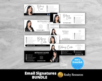 Real Estate Email Signature Template Bundle, Email Template, Modern Realtor Business Template, Canva Templates Digital Download