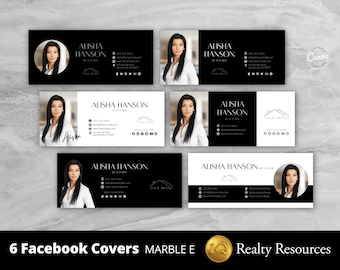 6 Real Estate Facebook Cover Banners, Social Media Banner, Realty Agent Marketing, Branding, Editable Templates, Canva, Customize