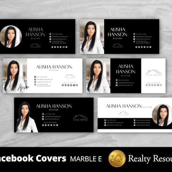 6 Real Estate Facebook Cover Banners, Social Media Banner, Realty Agent Marketing, Branding, Editable Templates, Canva, Customize