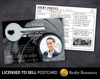 Real Estate Postcard, Licensed to Sell, Introducing Agent, Realtor Farming Postcard, Realty Marketing, Editable Template Canva, Download