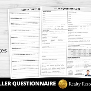 Real Estate Seller Questionnaire Flyer Template, 2 Page Seller Survey, Realtor Questionnaire, Realtor Marketing, Editable Template Canva,