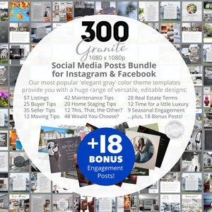 Social Media Templates Bundle, 300 Instagram Templates or Facebook Real Estate Marketing, business Template,Canva Templates,Digital Download