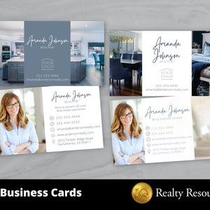 Real Estate Business Cards Template Set of 2, Double-sided, Editable ...