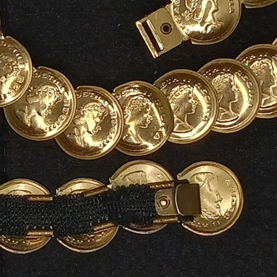 Vintage Elizabeth II Regina Coin Metal Waist Belt wit… Gem