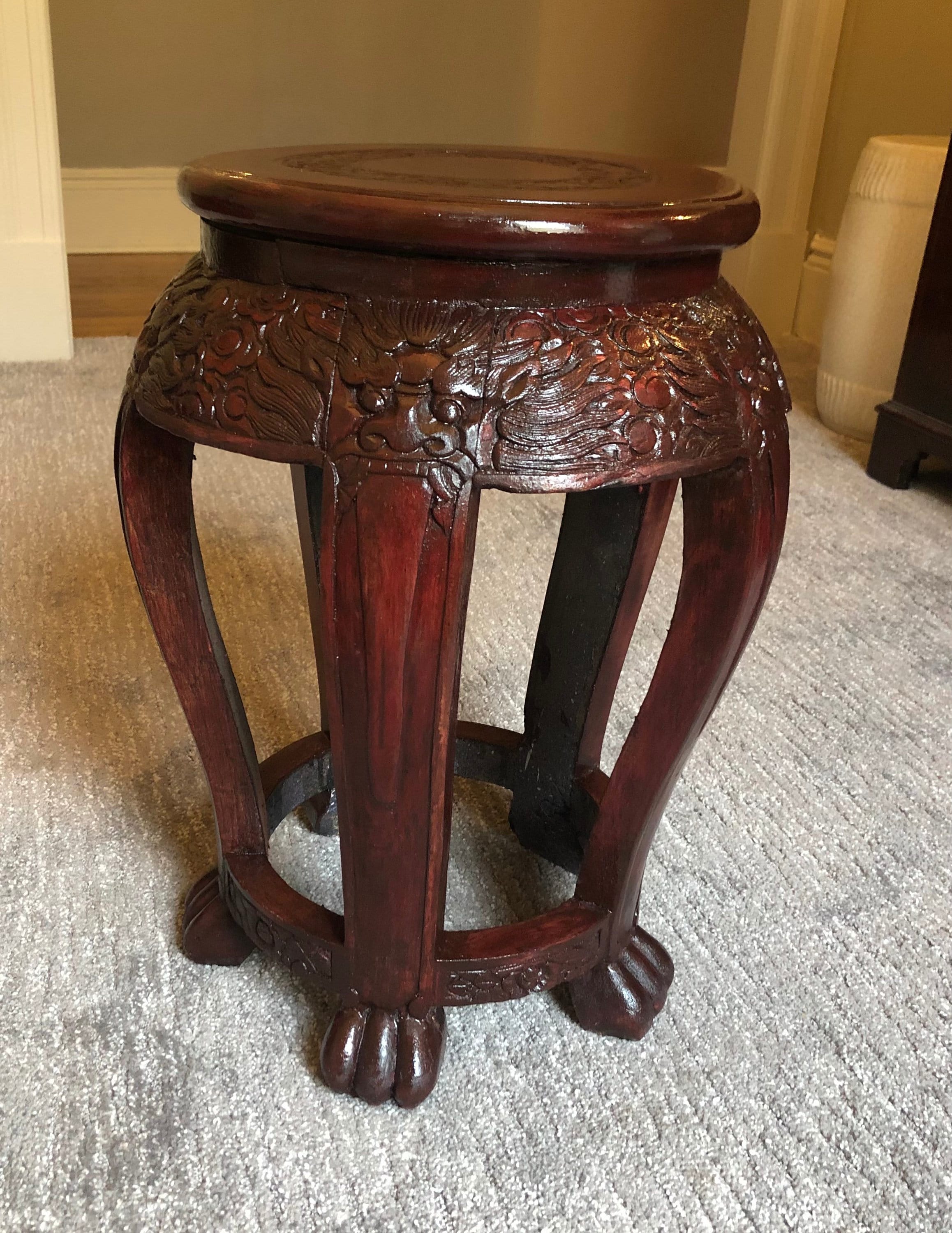 Antique Rosewood Hand Carved Chinese Stool Etsy