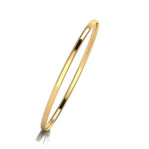 9ct Yellow Gold Bangle: 3mm Solid Gold Comfort Fit Bracelet
