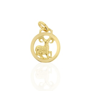 9ct Gold Zodiac Pendant | 12mm Yellow Gold Star Sign Charm | Astrology Jewellery Gift | Real Solid Gold | Choose Your Zodiac Sign