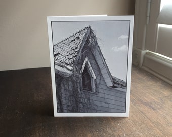 Empty House Photo Card, Black and White Blank Note Card