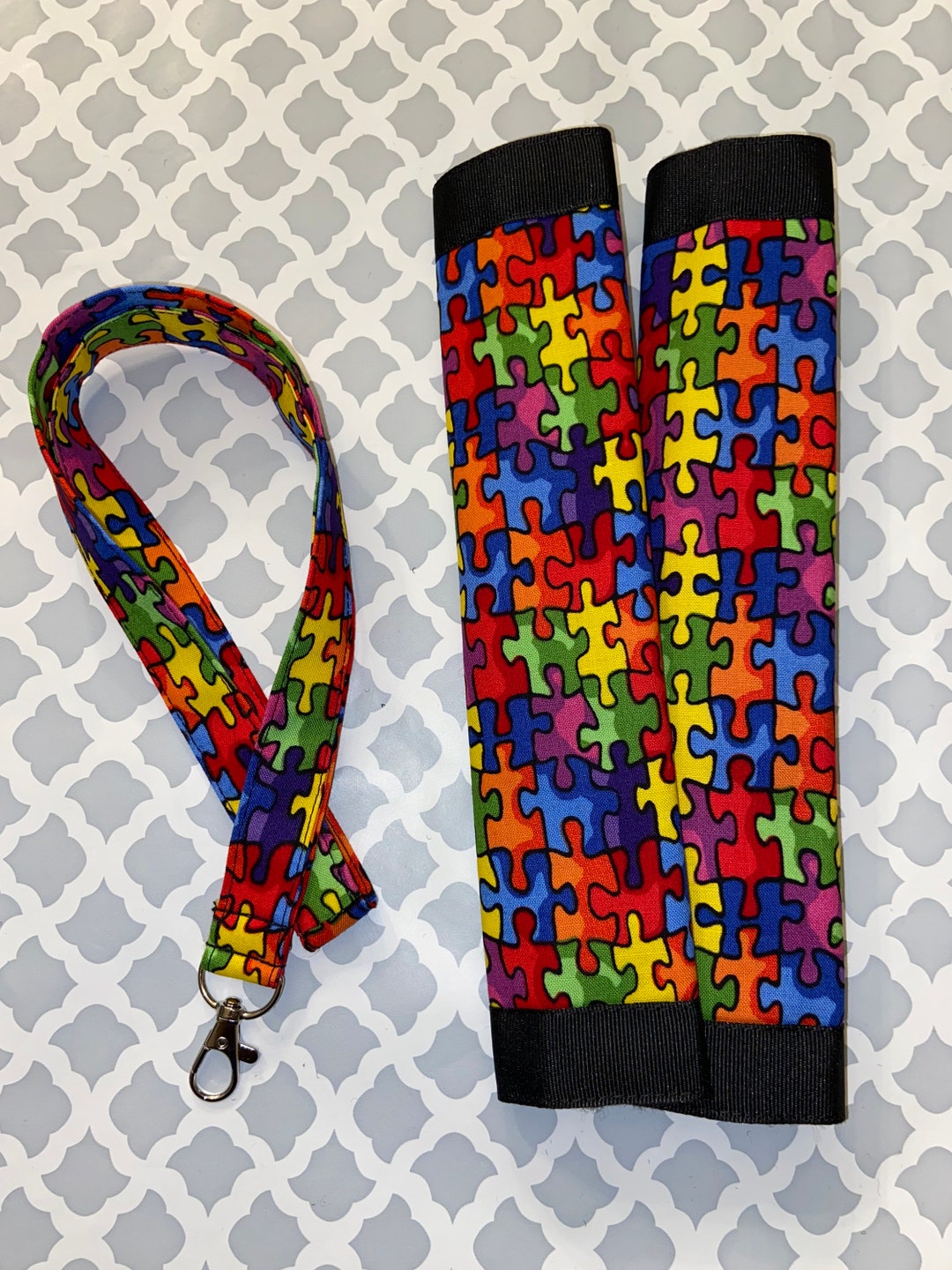 Autism Awareness Seat Belt Covers & Lanyard Bundle Seat Belt Covers