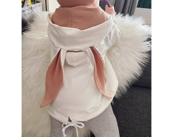 Sweat enfant avec oreilles, sweat à capuche bébé, pull bébé, pull pull écru/rose