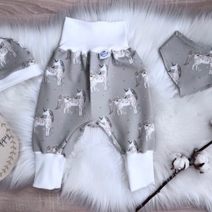 Baby set 56 62 68 74 pants, hat and triangular scarf, initial equipment, newborn set, girls bloomers, unicorn