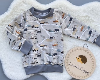 Sweatshirt Kinder/Baby Pullover Baustelle, Bagger, Kran Gr.56 bis Gr.134 Junge Mädchen Unisex Geschenk zur Geburt