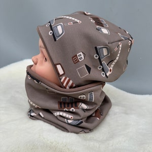 Set van muts en lus | Cadeau-idee baby kind unisex | Omkeerbare kindermuts en sjaal |