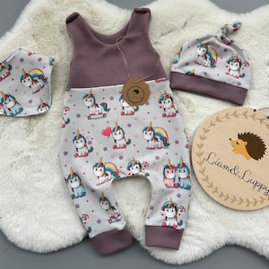 Romper baby one-piece, baby clothes, romper set children&#39;s gift idea romper hat and scarf girls unicorns ponies
