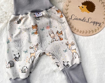 Pump Pants Baby Beige Forest Animals, Forest Animals, Foxes 44-104 Sweat French Terry