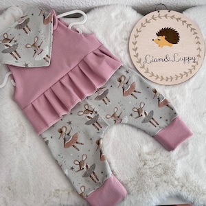 Romper dungarees one-piece romper girls pink ecru white romper with ruffles pink girls mouse Ballerinas GR.56-92