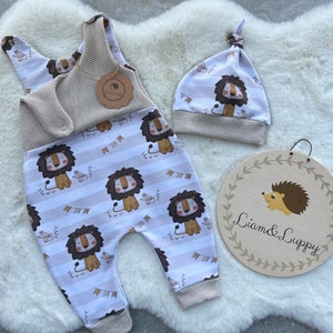 Baby Romper Romper Dungarees Baby Newborn Waffle Jersey waffle knit Beige Romper Pants French Terry unisex warm Romper Lion gift