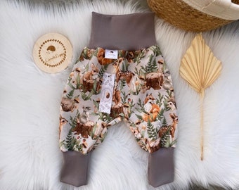 Pump pants baby forest animals/hedgehog/deer/rabbit/beige pants/brown children's pants