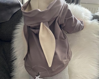 Children's sweatshirt with ears, hoodie baby, baby sweater, beige/cream pullover sweater