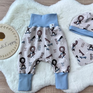 Baby set 56 62 68 74 trousers, hat and triangular scarf, initial equipment, newborn set, boy bloomers, trousers ...