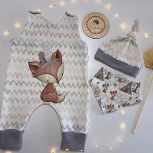 Newborn set/ 3-piece set/ newborn set/ baby set romper, hat and scarf forest animals/foxes 50-56, 62-68 image 9