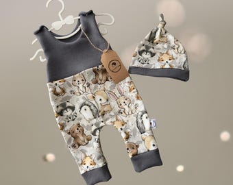 Woodland Animal Baby Outfit | Romper & Hat Set | Handmade Baby Set | For Boys and Girls | Newborn Clothing | Baby Gift
