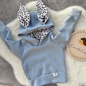 Baby-children&#39;s sweater, hoodie, children&#39;s sweater, hood with ears rabbit ears, baby hoodie outfit, rabbit hoodie, bunny sweater, baby blue unisex