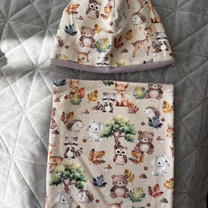 Forest Friends Deer Forest Baby Children's Hat Set (Winter Sweatshirt) - Hat & Loop - A Warm Gift Set for Children (Head Circumference 37-56 cm) image 4