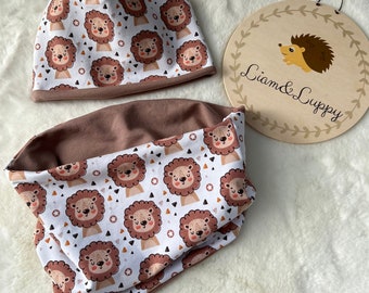 Set of beanie and loop | Gift idea baby child unisex | Children's reversible hat and scarf | Gift set for children and babies | LÖWE